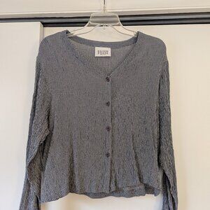 Blue and White Gingham Eileen Fisher Blouse